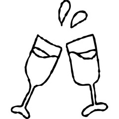 Clinking Champagne Glasses doodle

