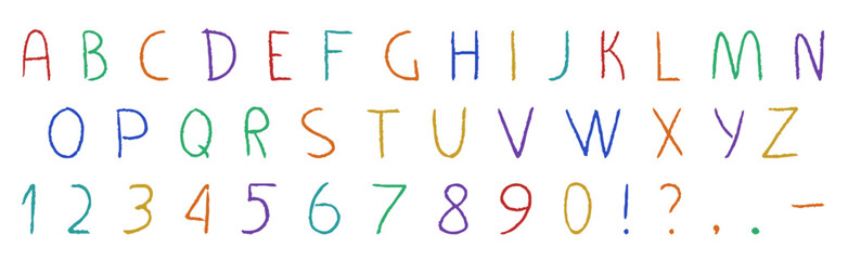 Whimsical Crayon Alphabet and Numbers Design
