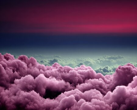 High-altitude view of dramatic cloudscapes with vibrant hues