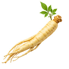 Fresh Ginseng Root – Realistic Herbal Supplement Isolated on White