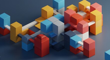 Naklejka premium Abstract Composition of Interlocking 3D Cubes