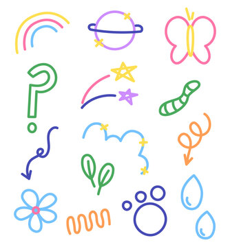 Naklejki cute doodle colorful sticker icon line illustration