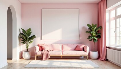 Whitewashed walls, pink accents, minimalist decor , minimal, painting, object