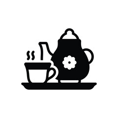 Black solid icon for tea