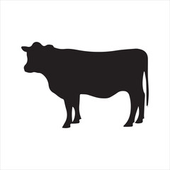 Cow silhouette vector icon - Dairy or beef cattle illustration isolated on white background