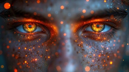 Naklejka premium Burning Anger in Dark Man’s Eyes Reveals Deep Emotional Turmoil