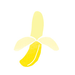 スタンプ風のバナナの皮をむいたイラスト