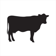 Cow silhouette vector icon - Dairy or beef cattle illustration isolated on white background