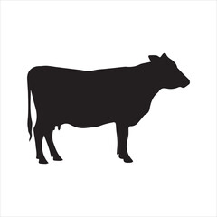 Cow silhouette vector icon - Dairy or beef cattle illustration isolated on white background