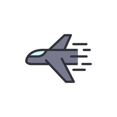Stylized Jet Aircraft With Speed Lines On A Transparent Layer