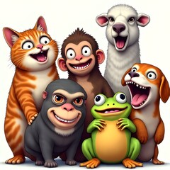 set of funny animals