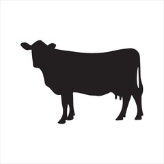 Cow silhouette vector icon - Dairy or beef cattle illustration isolated on white background