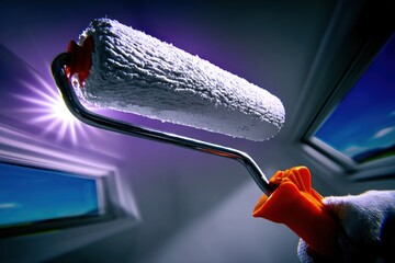 Paint roller in action