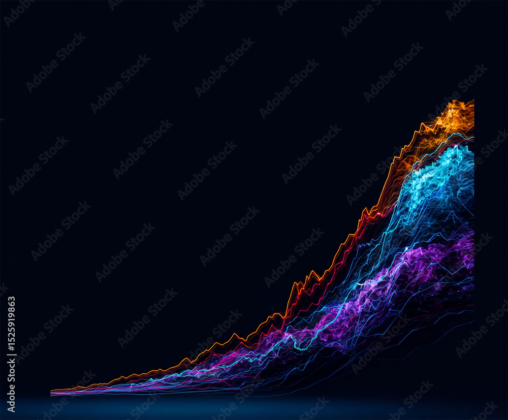 Poster this captivating image showcases a colorful representation of data trends, using flowing lines to il