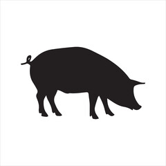 Pig silhouette vector icon - Pork, bacon, or swine illustration isolated on white background