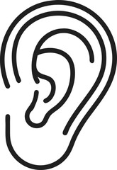 Human ear listening icon in outline style.