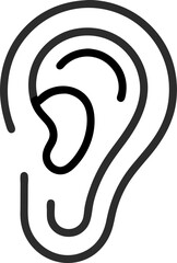 Human ear listening icon in outline style.