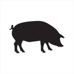 Pig silhouette vector icon - Pork, bacon, or swine illustration isolated on white background