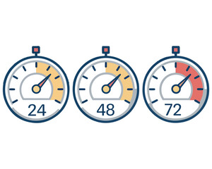 24 48 and 72 hours clock arrow vector work time Time Tracking and Management Infographic