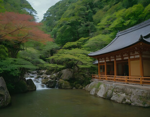 Fototapeta premium Kyoto, Japan, is a travel destination. Tourism exploration. A natural background. natural landscape wallpaper, Japanese garden in Japan