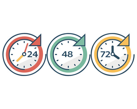 24 48 and 72 hours clock arrow vector work time Time Tracking and Management Infographic