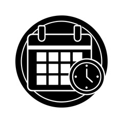 Silhouette of calendar and clock vector illustration isolated on a transparent background