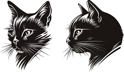 Obraz premium Stylized black cat silhouettes showcasing elegance and charm.
