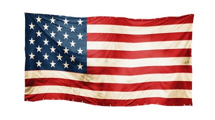 Vintage american flag waving isolated on white background patriotic symbol of the united states of america
