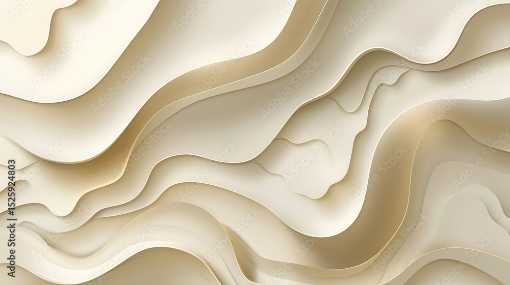 Poster abstract beige background with flowing wavy layers creating a smooth and elegant design with subtle 