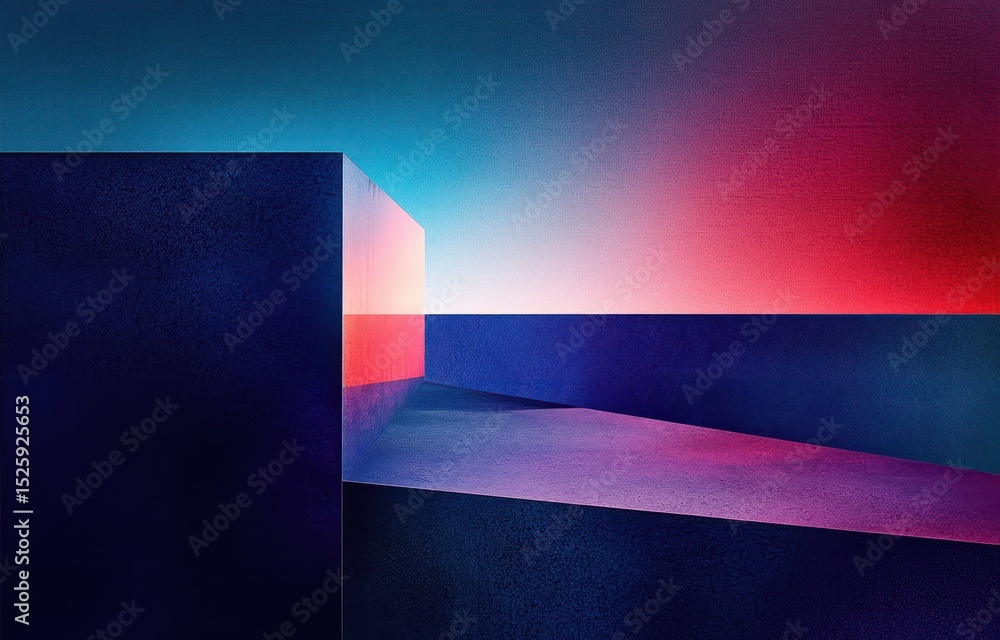 Aufkleber abstract minimalistic architectural forms with sharp edges illuminated by gradient lighting transiti