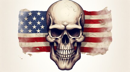 American flag skull art design illustration vector graphic patriotic usa death concept skeleton grunge