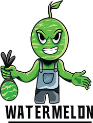 watermelon fruit character mascot vector