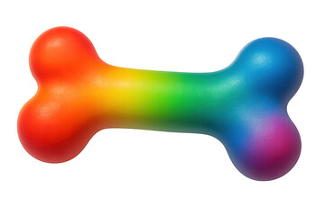 Colorful dog bone with rainbow gradient on transparent background, ideal for pet related projects