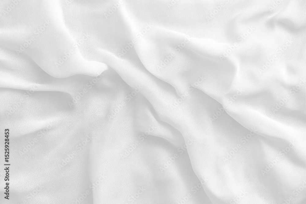 Poster soft white fabric with gentle folds and wrinkles creating smooth texture and subtle shadows, evoking
