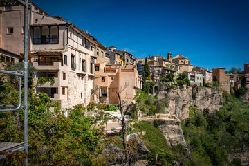 Vista de la ciudad medieval de Cuenca, situada en los acantilados en España.	
