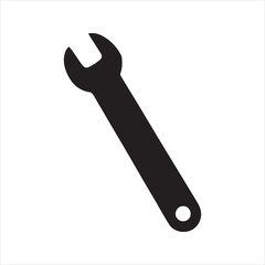 Wrench silhouette vector icon - Work equipment illustration isolated on white background