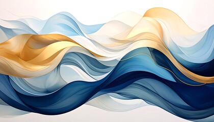 Obraz premium Abstract flowing waves of gold and blue
