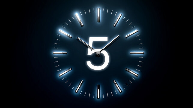 Clock with number five glowing
 - Powered by Adobe