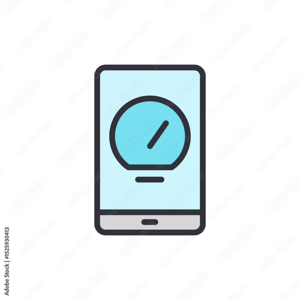 Poster smartphone application showing speedometer for network connectivity concept