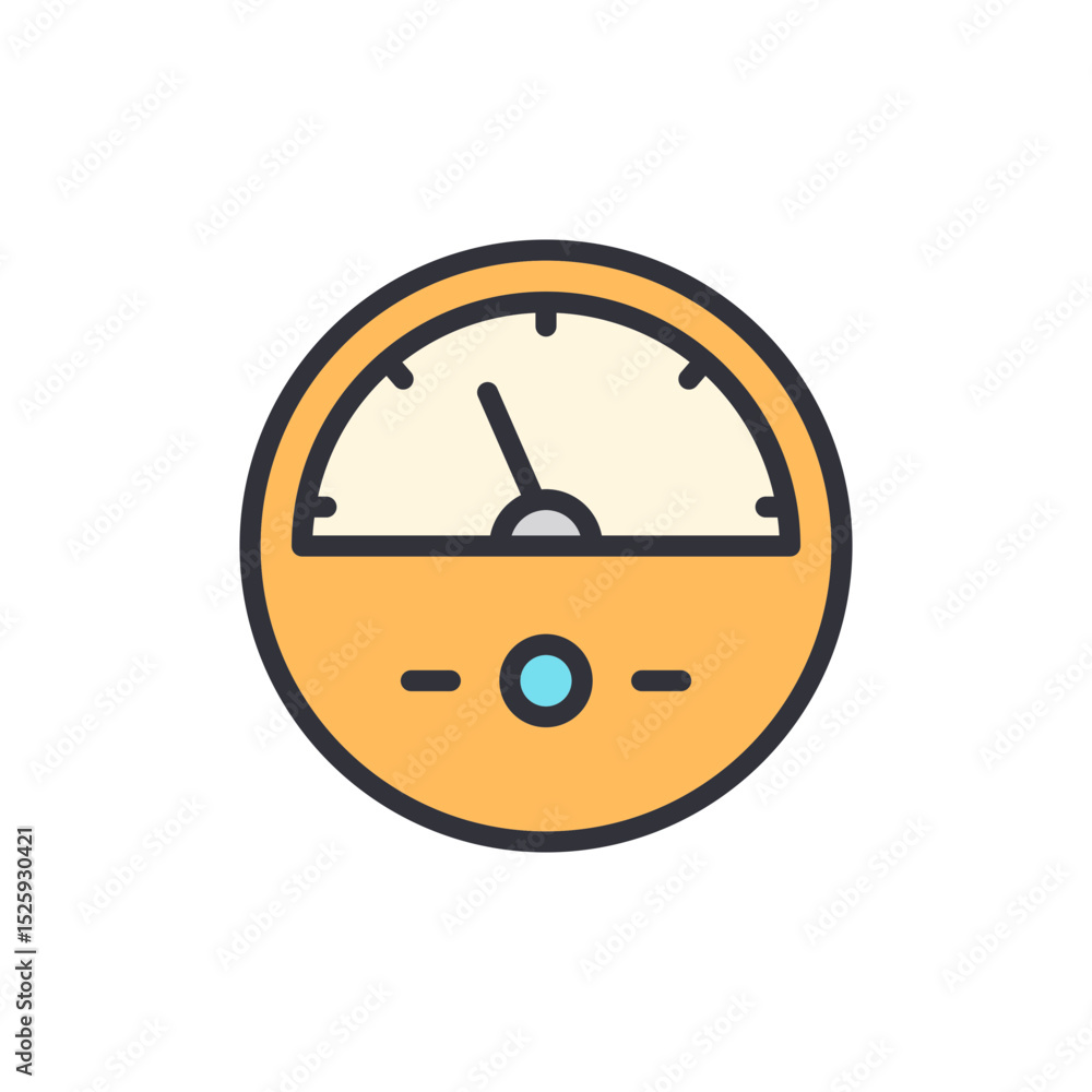Poster stylized indicator displaying measurement with an analog needle