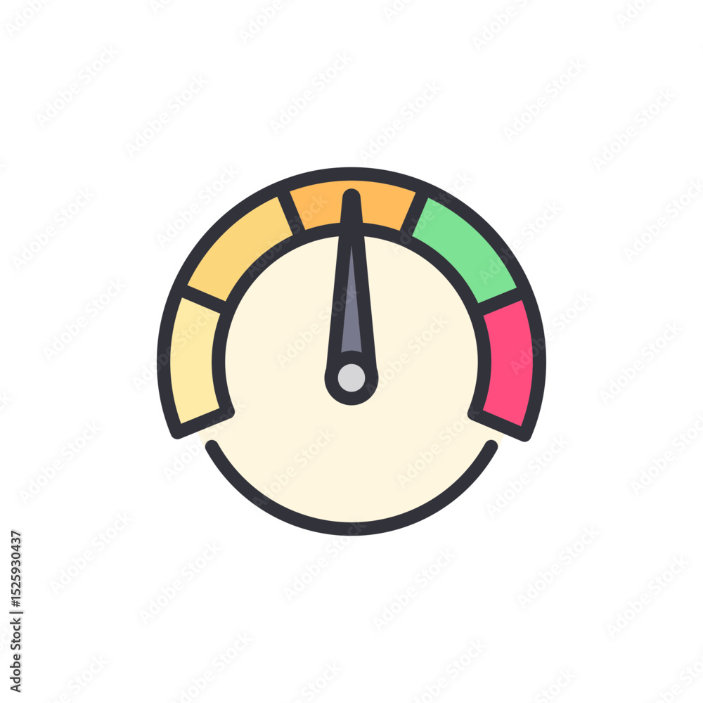 Poster stylized performance indicator displaying varied achievement scale showing progress