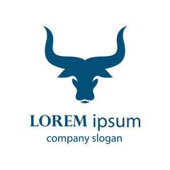 aggressive horned bull head logo design
