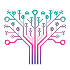 Abstract Digital Circuit Board Technology Tree