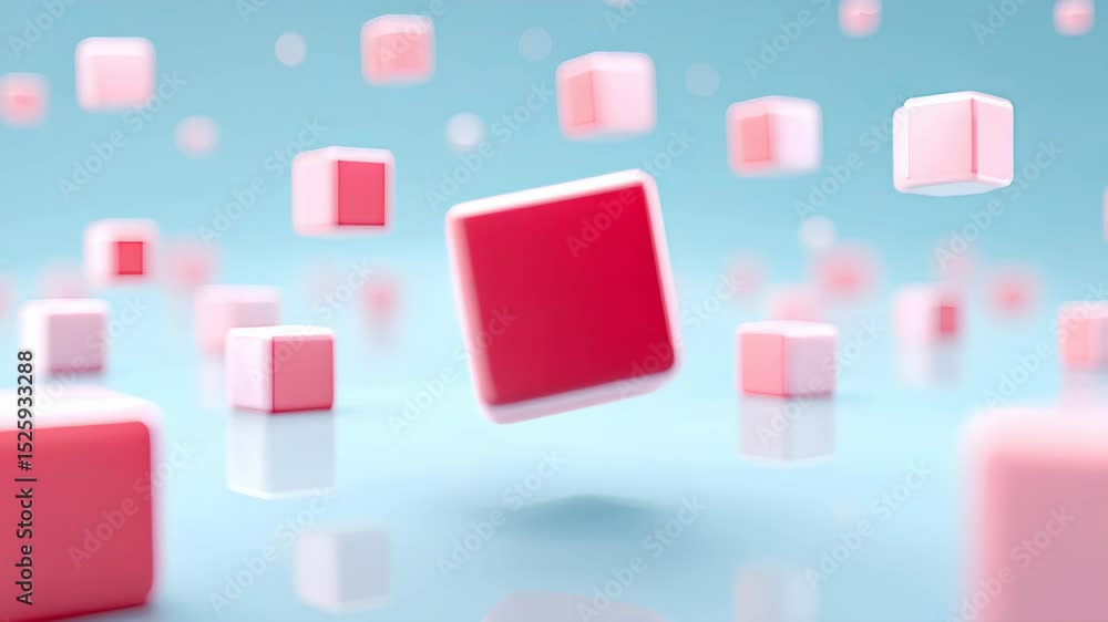 Poster floating pink cubes in 3d digital abstract scene create vibrant atmosphere