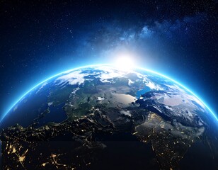 Obraz premium Earth from space, sunrise