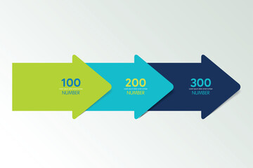 Three step arrow template for presentation. 3 steps options, elements, infographic.