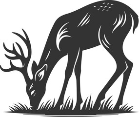 Black roe deer wild animal vector drawing silhouette