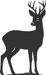Black roe deer wild animal vector drawing silhouette