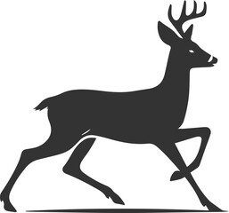 Black roe deer wild animal vector drawing silhouette