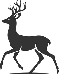 Black roe deer wild animal vector drawing silhouette